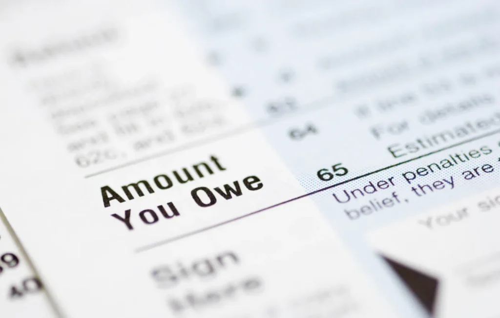 document showing "amount you owe"